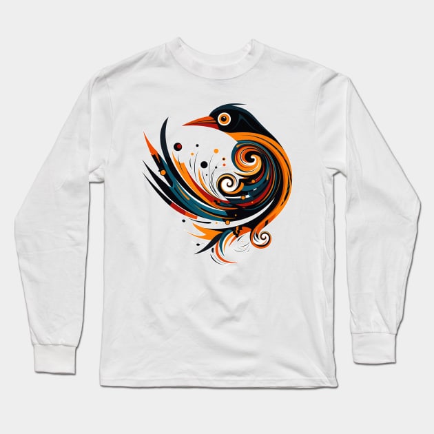 striking orange and blue bird Long Sleeve T-Shirt by MK3